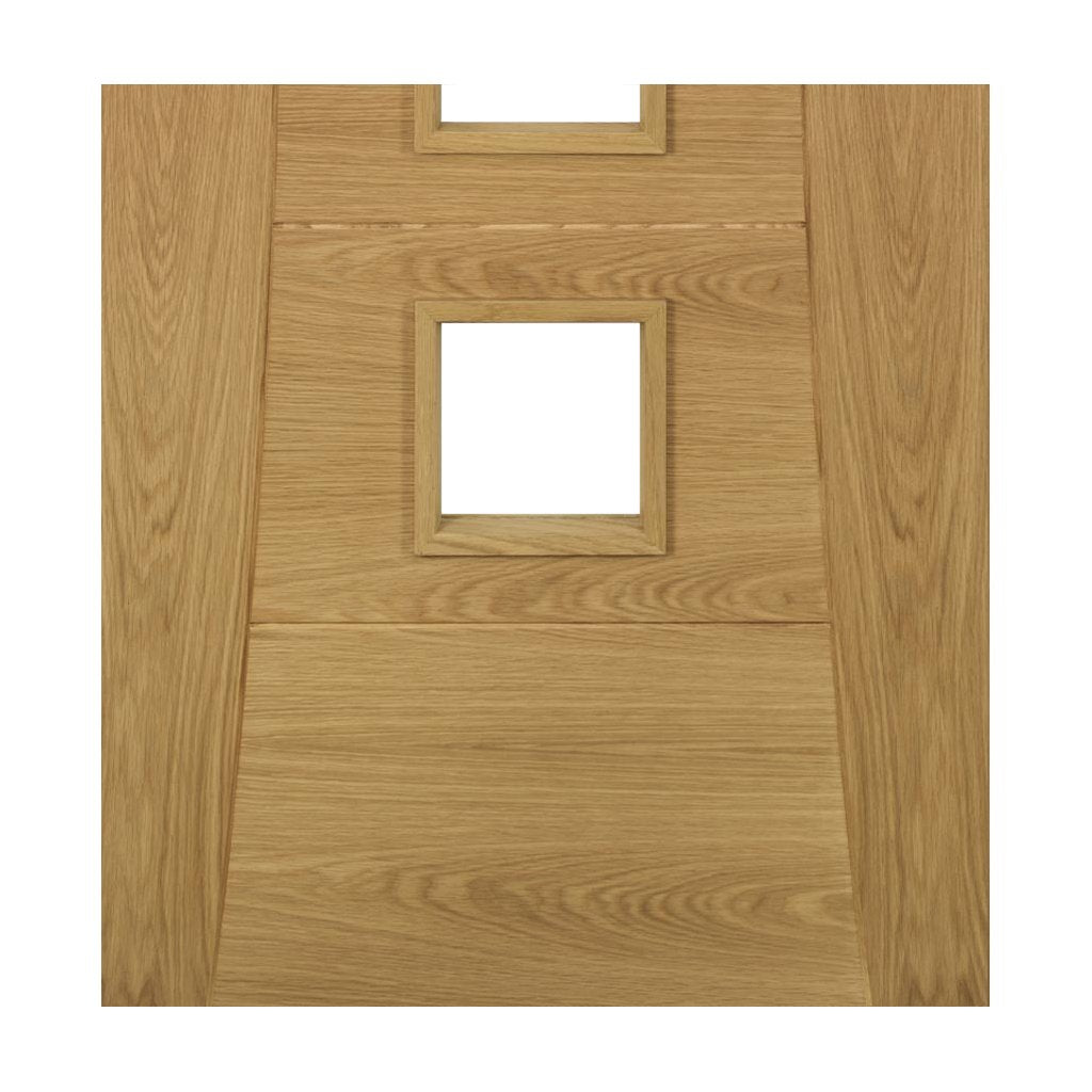 Pamplona Oak Flush Door Pair - Clear Glass - Prefinished