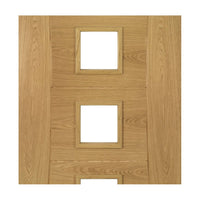 Pamplona Oak Flush Door Pair - Clear Glass - Prefinished