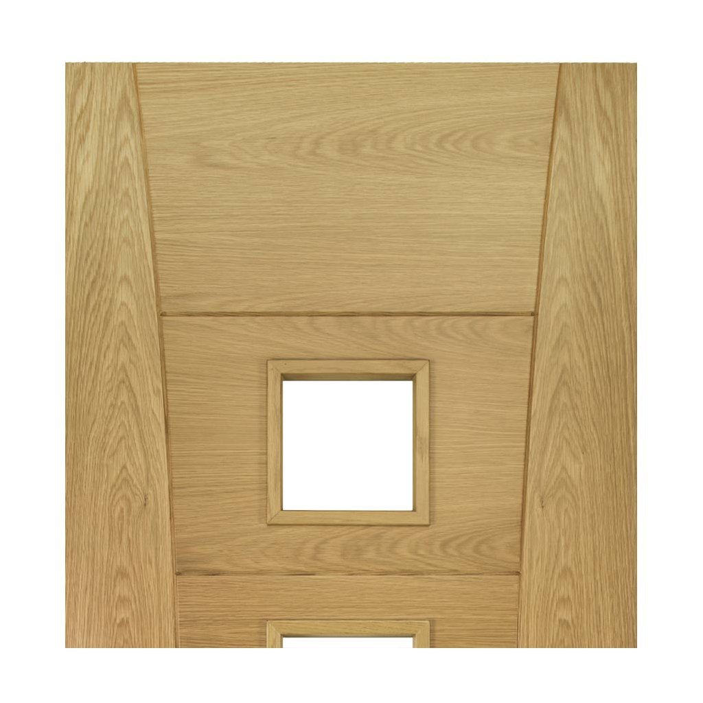 Pamplona Oak Flush Door Pair - Clear Glass - Prefinished