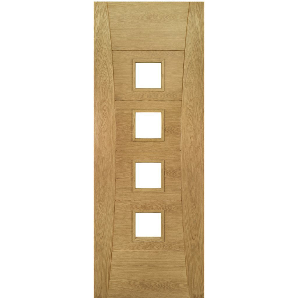 Pamplona Oak Fire Door - Clear Glass - 1/2 Hour Fire Rated - Prefinished