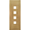 Pamplona Oak Flush Door Pair - Clear Glass - Prefinished