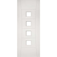 Pamplona White Primed Fire Door - Clear Glass - 1/2 Hour Fire Rated