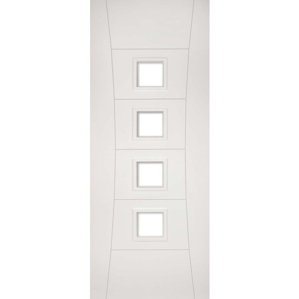 Pamplona White Primed Fire Door - Clear Glass - 1/2 Hour Fire Rated