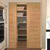 Pamplona Oak Flush Absolute Evokit Double Pocket Doors - Prefinished