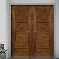 Pamplona Walnut Prefinished Fire Door Pair - 1/2 Hour Fire Rated