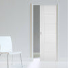 Pamplona Flush Single Evokit Pocket Door - White Primed