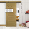 Single Sliding Door & Wall Track - Pamplona Oak Flush Door - Prefinished