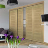 Pass-Easi Four Sliding Doors and Frame Kit - Pamplona Oak Flush Door - Prefinished