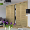 Four Sliding Maximal Wardrobe Doors & Frame Kit - Pamplona Oak Flush Door - Prefinished