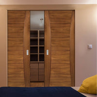 Pamplona Walnut Absolute Evokit Double Pocket Doors - Prefinished