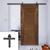Single Sliding Door & Black Barn Track - Pamplona Walnut Prefinished Door