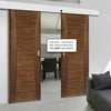 Double Sliding Door & Wall Track - Pamplona Prefinished Walnut Door