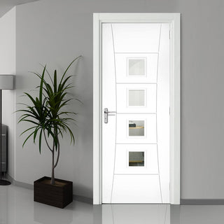 Image: Pamplona White Primed Fire Door - Clear Glass - 1/2 Hour Fire Rated