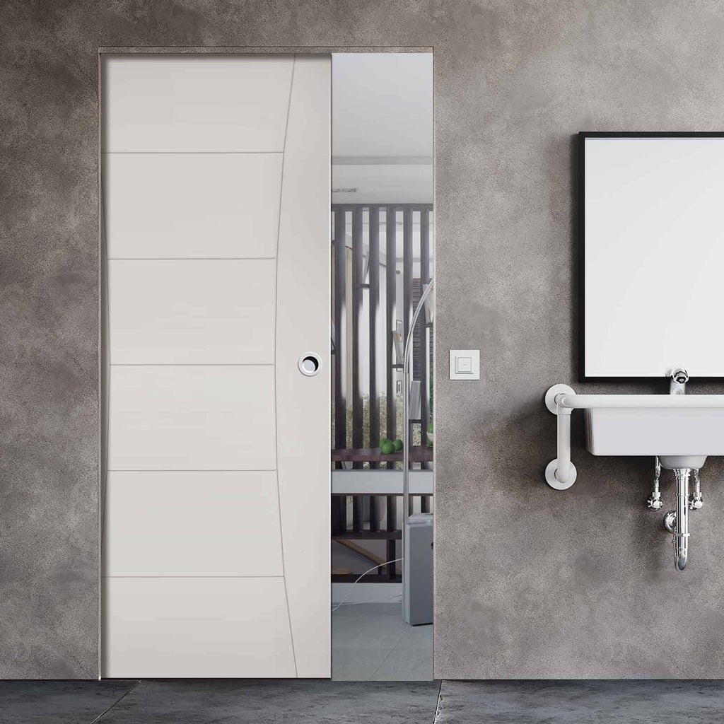 Pamplona Flush Absolute Evokit Single Pocket Door - White Primed