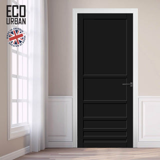 Image: Stockholm 7 Panel Solid Wood Internal Door UK Made DD6407 - Eco-Urban® Shadow Black Premium Primed