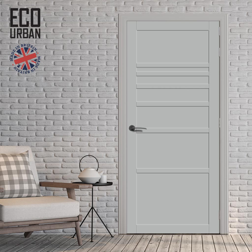 Oslo 7 Panel Solid Wood Internal Door UK Made DD6400 - Eco-Urban® Mist Grey Premium Primed