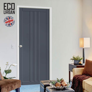 Image: Skye 4 Panel Solid Wood Internal Door UK Made DD6435 - Eco-Urban® Stormy Grey Premium Primed