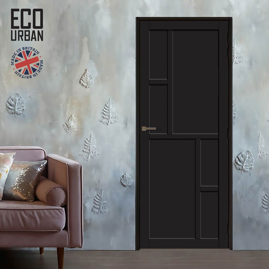 Cairo 6 Panel Solid Wood Internal Door UK Made DD6419 - Eco-Urban® Shadow Black Premium Primed