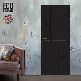 Image: Cairo 6 Panel Solid Wood Internal Door UK Made DD6419 - Eco-Urban® Shadow Black Premium Primed