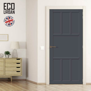 Image: Queensland 7 Panel Solid Wood Internal Door UK Made DD6424 - Eco-Urban® Stormy Grey Premium Primed