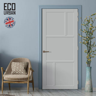 Image: Aran 5 Panel Solid Wood Internal Door UK Made DD6432 - Eco-Urban® Mist Grey Premium Primed