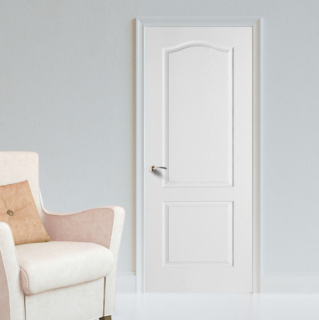 White Fire Door, Textured Classical 2 Panel Door - 1/2 Hour Rated - White Primed