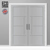 Boston 4 Panel Solid Wood Internal Door Pair UK Made DD6311  - Eco-Urban® Mist Grey Premium Primed