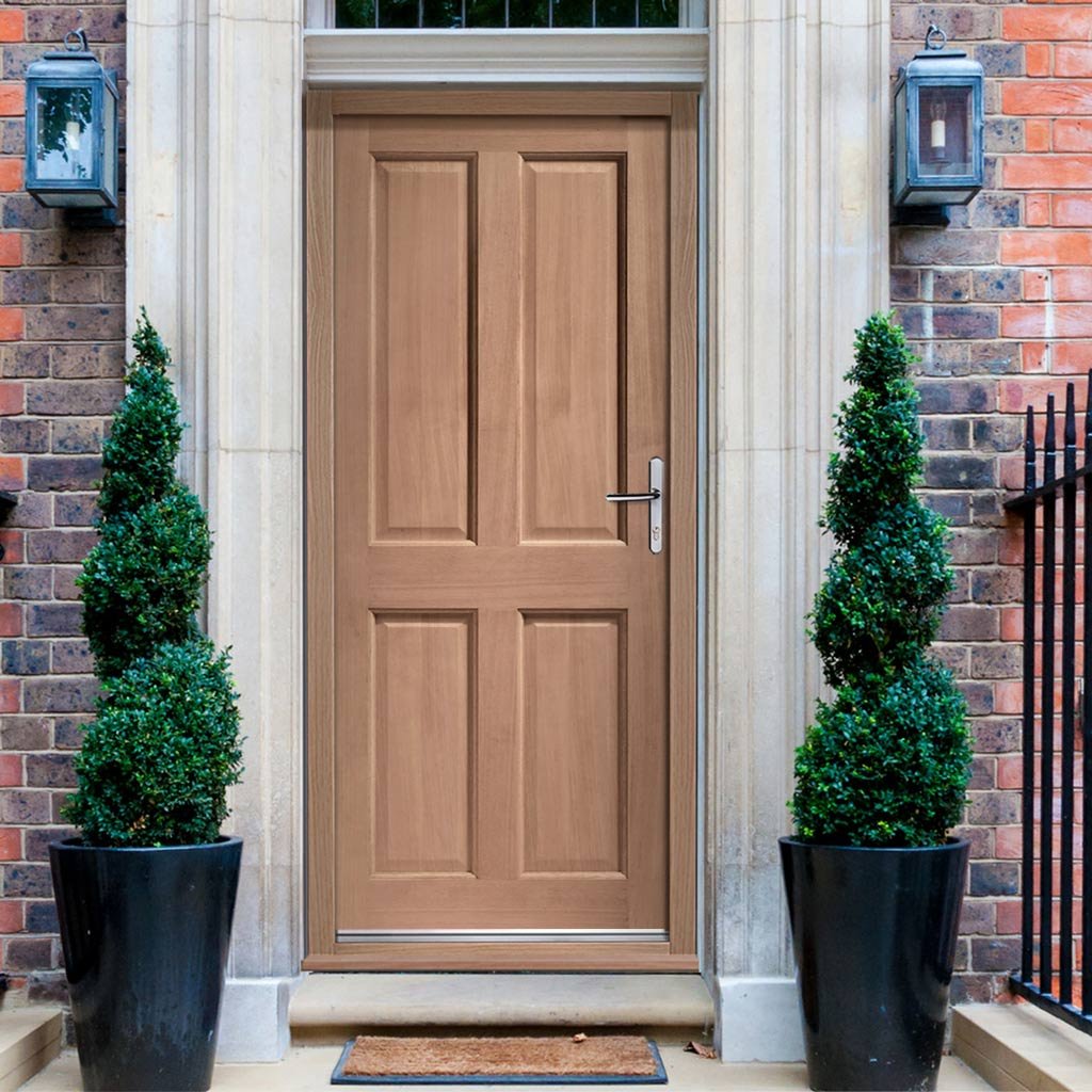 Colonial Hardwood 4 Panel External Door and Frame Set with Fittings, From LPD Joinery