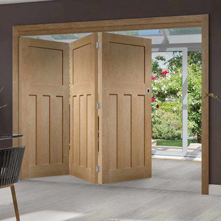 Image: Three Folding Doors & Frame Kit - DX 1930'S Oak Panel 3+0 - Prefinished