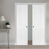 Victorian Shaker 4 Panel Double Evokit Pocket Doors - Primed