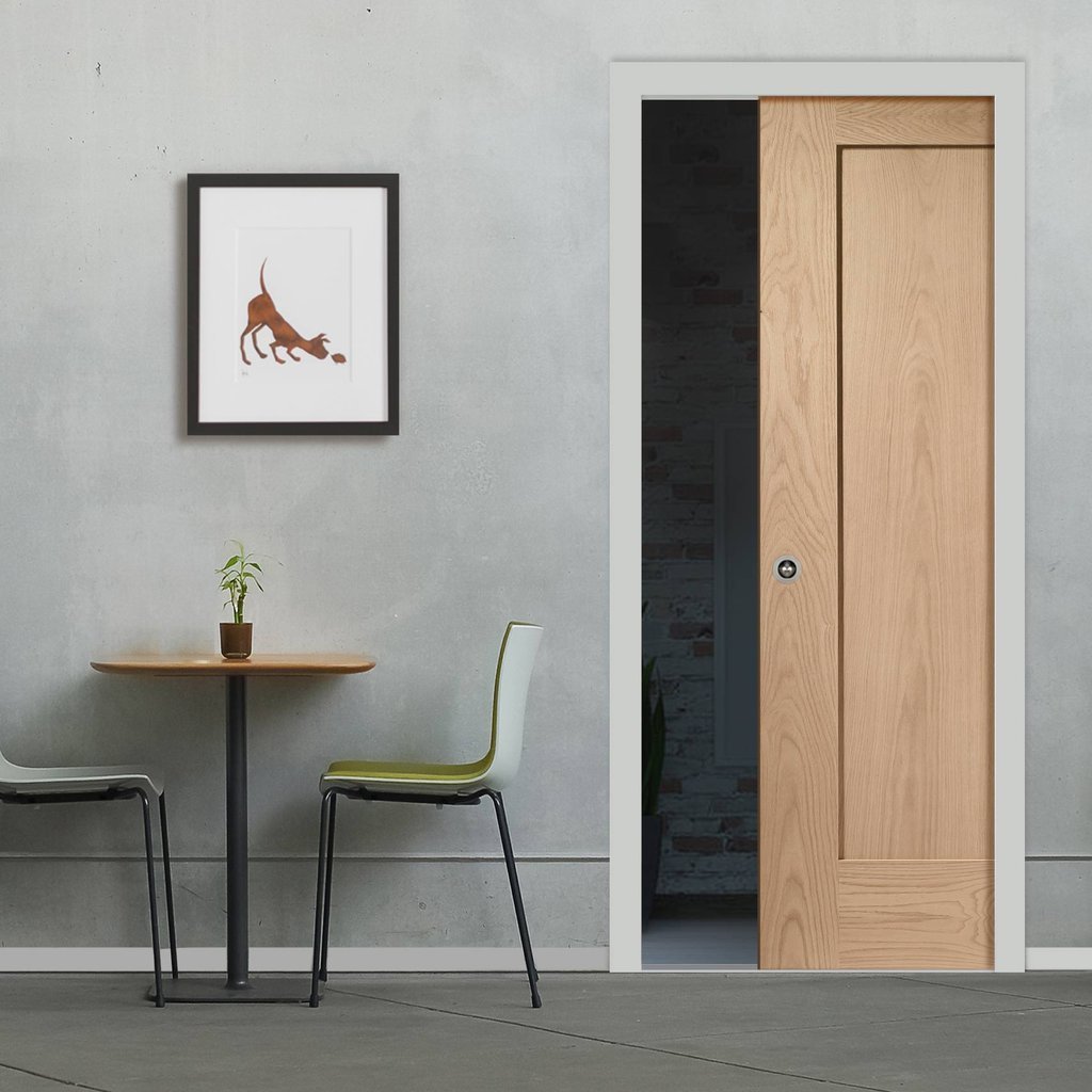 Bespoke Pattern 10 Oak 1 Panel Single Pocket Door - Prefinished