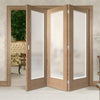 Three Folding Doors & Frame Kit - Pattern 10 Oak Shaker 3+0 - Obscure Glass - Prefinished