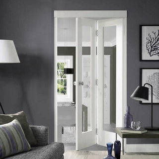 Image: Pattern 10 Bifold - Clear Glass - White Primed