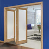 Three Folding Doors & Frame Kit - Pattern 10 Oak 3+0 - Frosted Glass - Unfinished