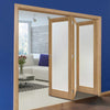 Three Folding Doors & Frame Kit - Pattern 10 Oak 3+0 - Frosted Glass - Unfinished