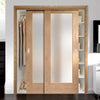 Minimalist Wardrobe Door & Frame Kit - Two Pattern 10 Oak Shaker Doors - Obscure Glass - Prefinished