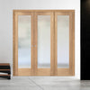 ThruEasi Room Divider - Pattern 10 Oak Frosted Glass Unfinished Double Doors with Single Side