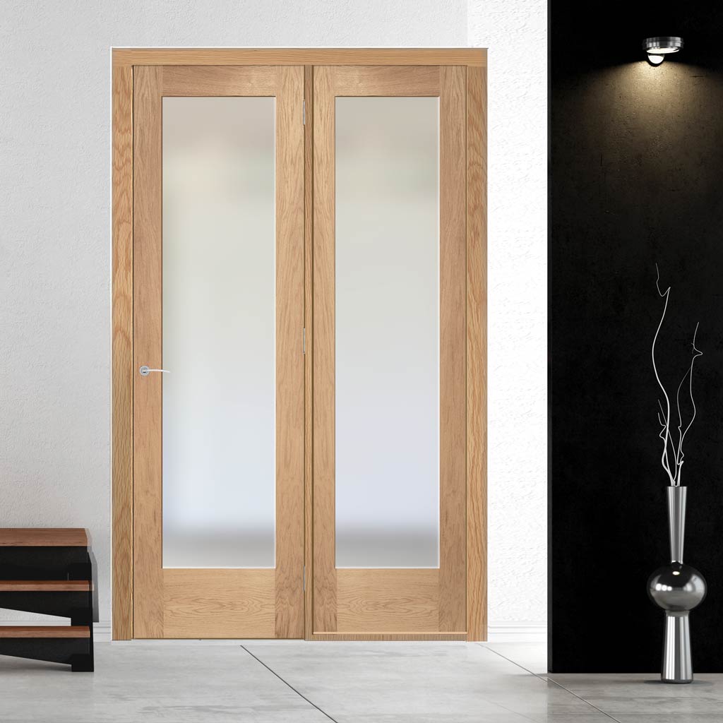 ThruEasi Room Divider - Pattern 10 Oak Frosted Glass Unfinished Door with Single Side