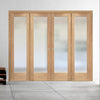 Room Divider - Pattern 10 Oak Frosted Glass Unfinished Double Doors with Double Sides
