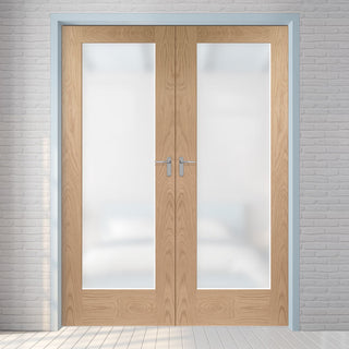 Image: Pattern 10 Oak Shaker Internal Door Pair - Obscure Glass - Prefinished