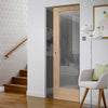 Bespoke Pattern 10 1L Oak Glazed Single Frameless Pocket Door - Prefinished