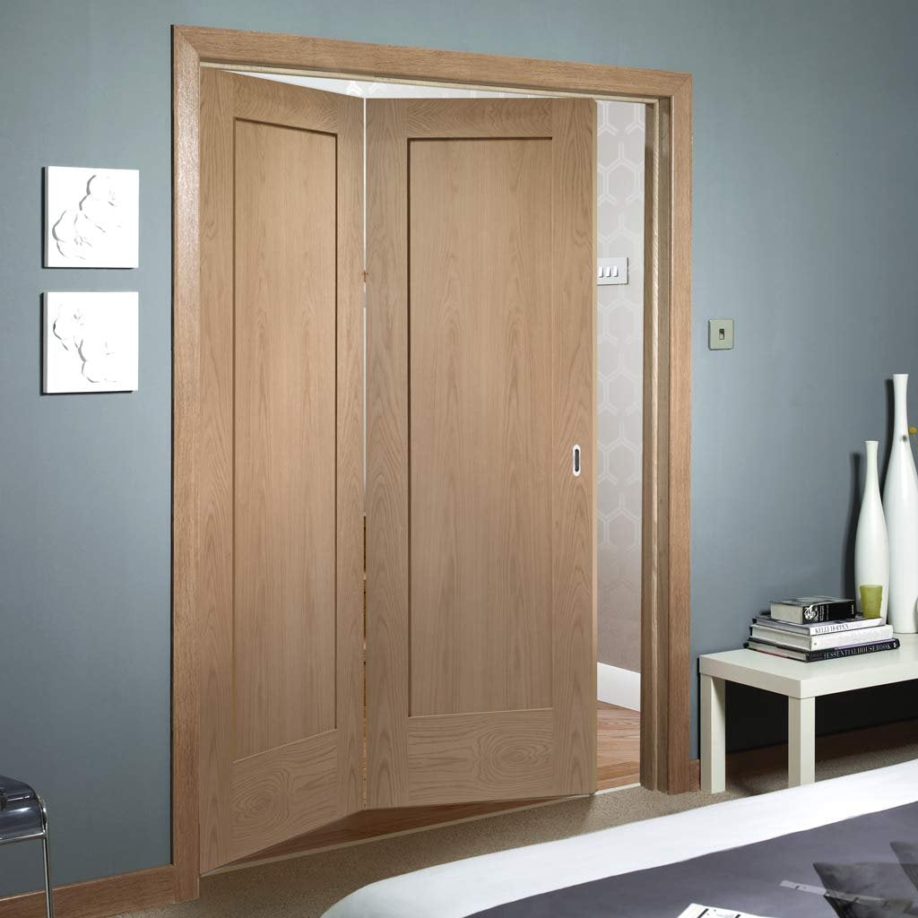 Bespoke Thrufold Pattern 10 Oak 1 Panel Folding 2+0 Door - Prefinished