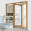 Two Folding Doors & Frame Kit - Pattern 10 Oak 2+0 - Frosted Glass - Unfinished