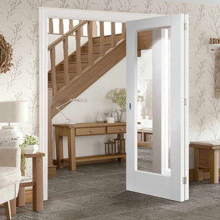 Image: Bespoke Thrufold Pattern 10 1L White Primed Glazed Folding 2+0 Door