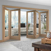 Five Folding Doors & Frame Kit - Pattern 10 Oak 3+2 - Clear Glass - Prefinished