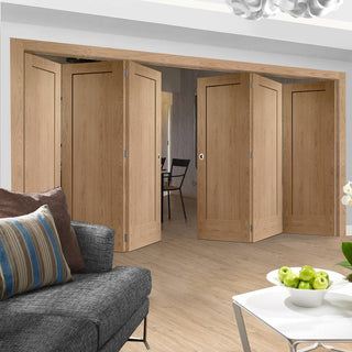 Image: Six Folding Doors & Frame Kit - Pattern 10 Oak 2 Panel 3+3 - Unfinished