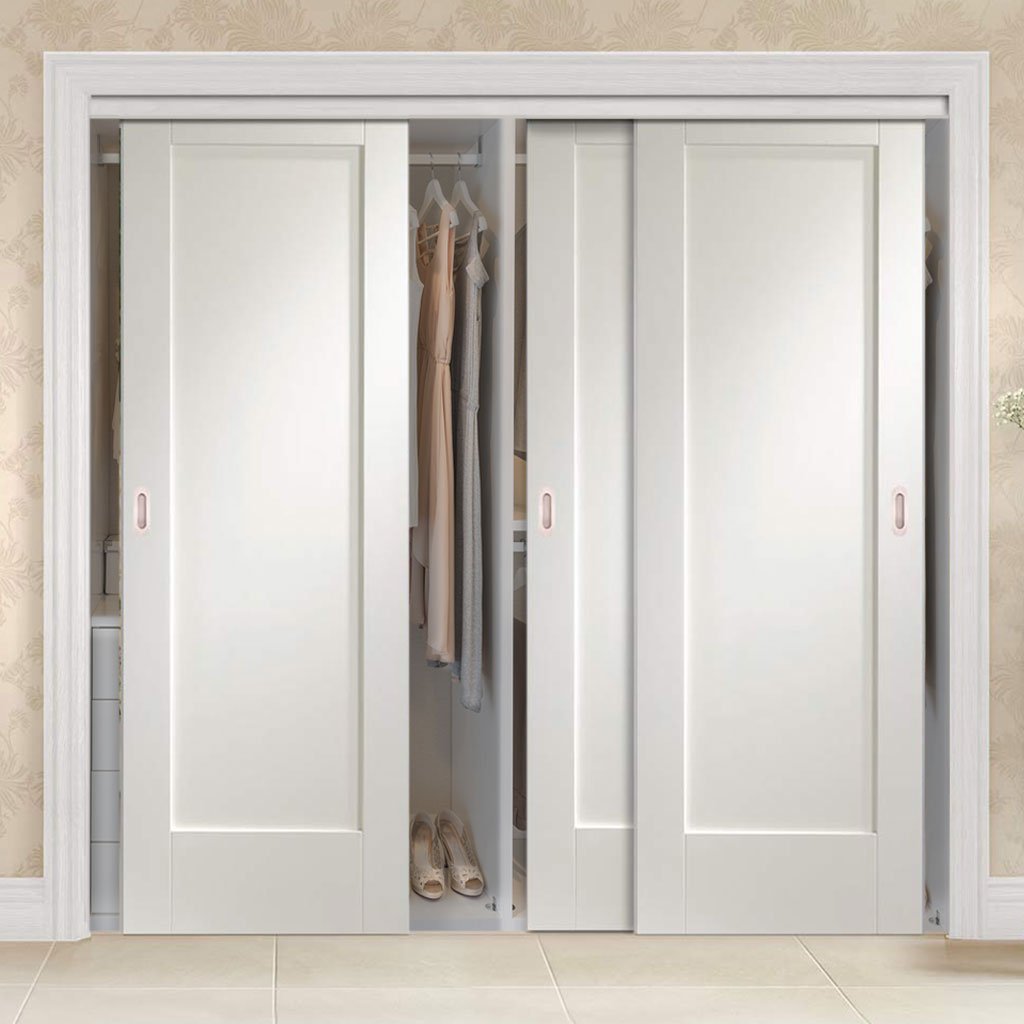 Bespoke Thruslide P10 1 Panel 3 Door Wardrobe and Frame Kit - White Primed