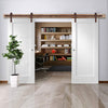 Double Sliding Door & Track - Pattern 10 1 Panel Doors - White Primed