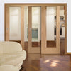 Three Sliding Doors and Frame Kit - Pattern 10 Oak 1 Pane Door - Clear Glass - Prefinished