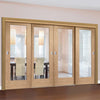 Bespoke Thruslide Pattern 10 1 Pane Shaker Oak Glazed - 4 Sliding Doors and Frame Kit